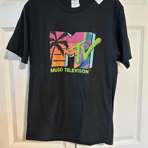 Vintage MTV Music Television Black Graphic T-Shirt Unisex Size S